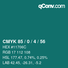 Color code: CMYK 85 / 0 / 4 / 56 | qconv.com