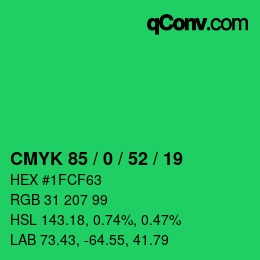 颜色代码: CMYK 85 / 0 / 52 / 19 | qconv.com