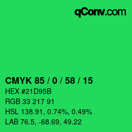 Color code: CMYK 85 / 0 / 58 / 15 | qconv.com