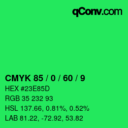 颜色代码: CMYK 85 / 0 / 60 / 9 | qconv.com