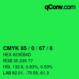 Color code: CMYK 85 / 0 / 67 / 8 | qconv.com