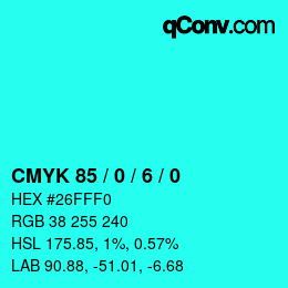 Color code: CMYK 85 / 0 / 6 / 0 | qconv.com