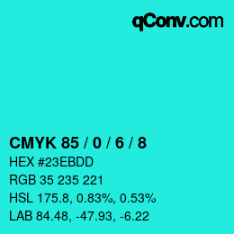 颜色代码: CMYK 85 / 0 / 6 / 8 | qconv.com