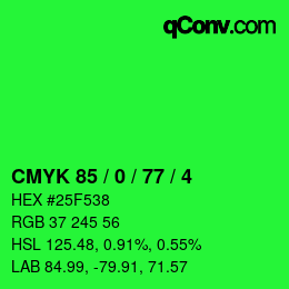 Color code: CMYK 85 / 0 / 77 / 4 | qconv.com