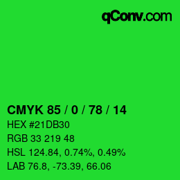 Código de color: CMYK 85 / 0 / 78 / 14 | qconv.com