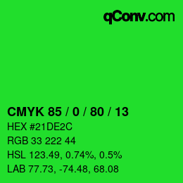 Farbcode: CMYK 85 / 0 / 80 / 13 | qconv.com