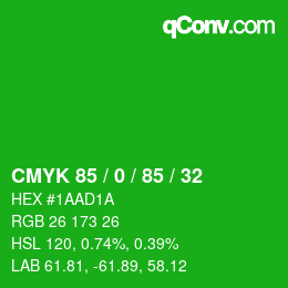颜色代码: CMYK 85 / 0 / 85 / 32 | qconv.com
