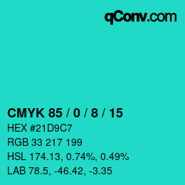Color code: CMYK 85 / 0 / 8 / 15 | qconv.com