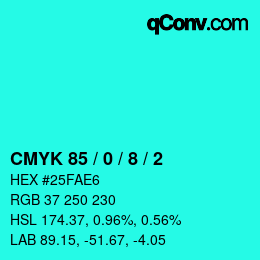 Color code: CMYK 85 / 0 / 8 / 2 | qconv.com