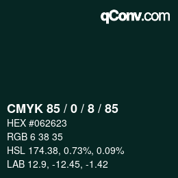 Color code: CMYK 85 / 0 / 8 / 85 | qconv.com
