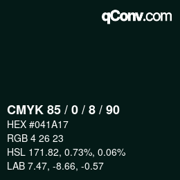 Color code: CMYK 85 / 0 / 8 / 90 | qconv.com