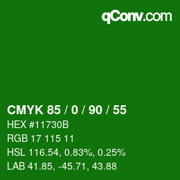 Color code: CMYK 85 / 0 / 90 / 55 | qconv.com