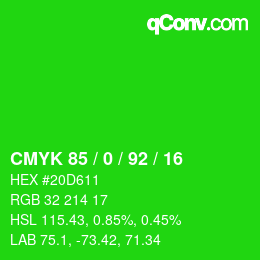 Color code: CMYK 85 / 0 / 92 / 16 | qconv.com