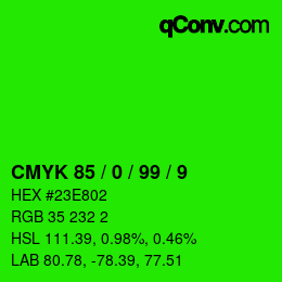 颜色代码: CMYK 85 / 0 / 99 / 9 | qconv.com