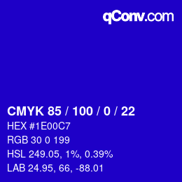 Color code: CMYK 85 / 100 / 0 / 22 | qconv.com