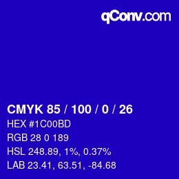 颜色代码: CMYK 85 / 100 / 0 / 26 | qconv.com