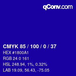 Color code: CMYK 85 / 100 / 0 / 37 | qconv.com