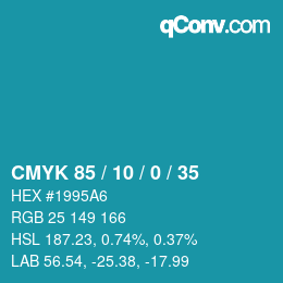 颜色代码: CMYK 85 / 10 / 0 / 35 | qconv.com