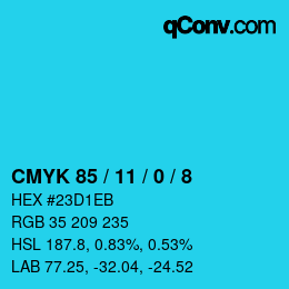 Color code: CMYK 85 / 11 / 0 / 8 | qconv.com