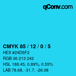Color code: CMYK 85 / 12 / 0 / 5 | qconv.com