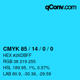 颜色代码: CMYK 85 / 14 / 0 / 0 | qconv.com