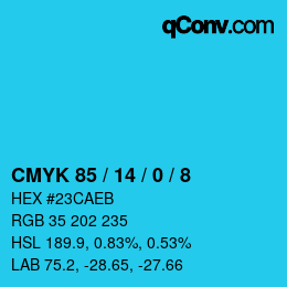 Color code: CMYK 85 / 14 / 0 / 8 | qconv.com