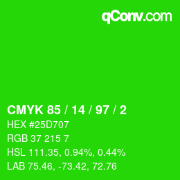 Código de color: CMYK 85 / 14 / 97 / 2 | qconv.com