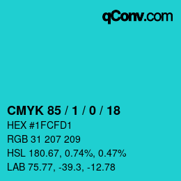 Color code: CMYK 85 / 1 / 0 / 18 | qconv.com