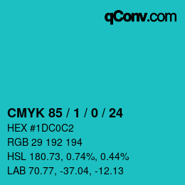 颜色代码: CMYK 85 / 1 / 0 / 24 | qconv.com