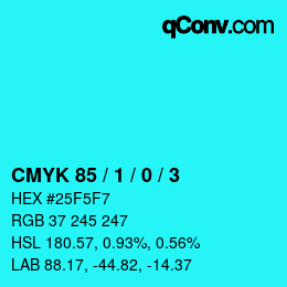 カラーコード: CMYK 85 / 1 / 0 / 3 | qconv.com