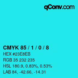 Color code: CMYK 85 / 1 / 0 / 8 | qconv.com