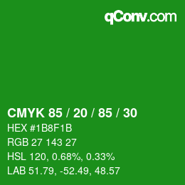 Color code: CMYK 85 / 20 / 85 / 30 | qconv.com