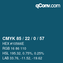 Color code: CMYK 85 / 22 / 0 / 57 | qconv.com