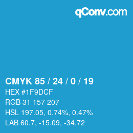 カラーコード: CMYK 85 / 24 / 0 / 19 | qconv.com