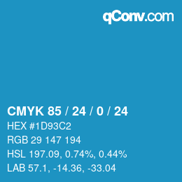 カラーコード: CMYK 85 / 24 / 0 / 24 | qconv.com