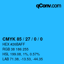 Color code: CMYK 85 / 27 / 0 / 0 | qconv.com
