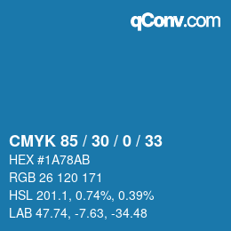 Farbcode: CMYK 85 / 30 / 0 / 33 | qconv.com