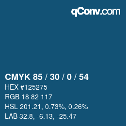 Color code: CMYK 85 / 30 / 0 / 54 | qconv.com
