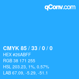 颜色代码: CMYK 85 / 33 / 0 / 0 | qconv.com