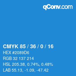 颜色代码: CMYK 85 / 36 / 0 / 16 | qconv.com