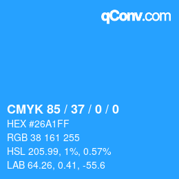 颜色代码: CMYK 85 / 37 / 0 / 0 | qconv.com