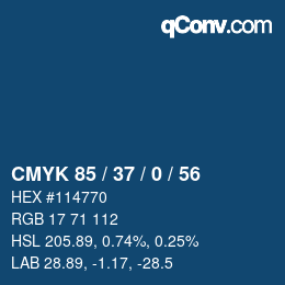 颜色代码: CMYK 85 / 37 / 0 / 56 | qconv.com