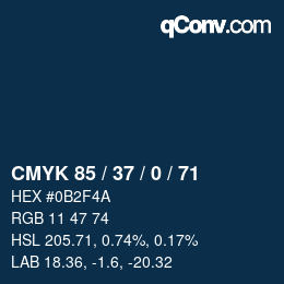 Color code: CMYK 85 / 37 / 0 / 71 | qconv.com