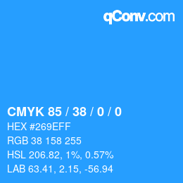 颜色代码: CMYK 85 / 38 / 0 / 0 | qconv.com