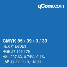 カラーコード: CMYK 85 / 39 / 0 / 30 | qconv.com