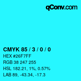 颜色代码: CMYK 85 / 3 / 0 / 0 | qconv.com