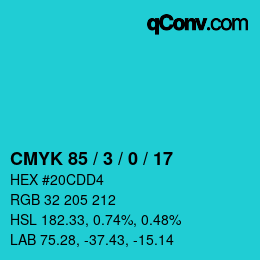 Color code: CMYK 85 / 3 / 0 / 17 | qconv.com