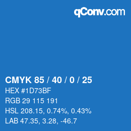 颜色代码: CMYK 85 / 40 / 0 / 25 | qconv.com