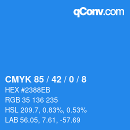 Color code: CMYK 85 / 42 / 0 / 8 | qconv.com