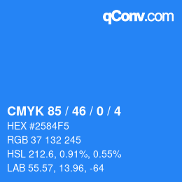 颜色代码: CMYK 85 / 46 / 0 / 4 | qconv.com